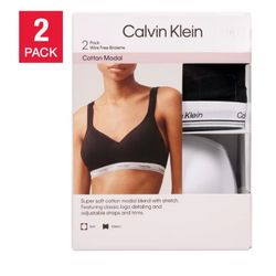 Calvin Klein Women's Cotton Modal Balance Wire Free Bra Bralette (Black/White