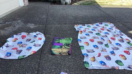 Avengers blanket, fitted sheet, and double sided pillow case