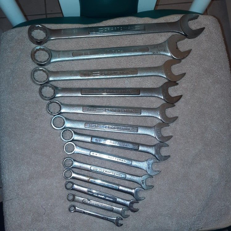 Craftsman (Mostly) 13 PC Combination Wrench Set. Made In USA. 1" To 1/4".