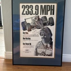 Rick Mears Framed Autographed Poster 