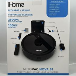 Brand New 2 Piece  iHome AutoVac Nova S1 Robot Vacuum with LIDAR Navigation, 150 Min Runtime, 2700p