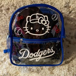 Custom Hello Kitty Los Angeles Dodgers Clear Backpack. Stadium Approved. 