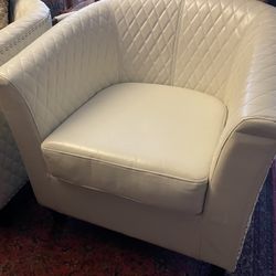 Tufted Barrel Chairs, Pair