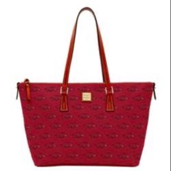 Women's Dooney & Bourke Red Arkansas Razorbacks Zip Top Shopper Tote Bag