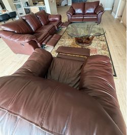 3-piece manual recliner faux-leather sofa set