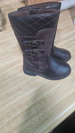 Girls Toddler 8M  Brown Quilted Buckle Boots
