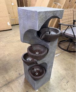 TM1026 36.2" H 4-Tier Water Fountain Outdoor Floor Standing, Outdoor Fountains and Waterfalls with L