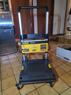 Dewalt TSTAK Compact Folding Connect Stacked Stakeable Portable Jobsite Rolling Dolly On Wheels Mobile Trolley Cart
