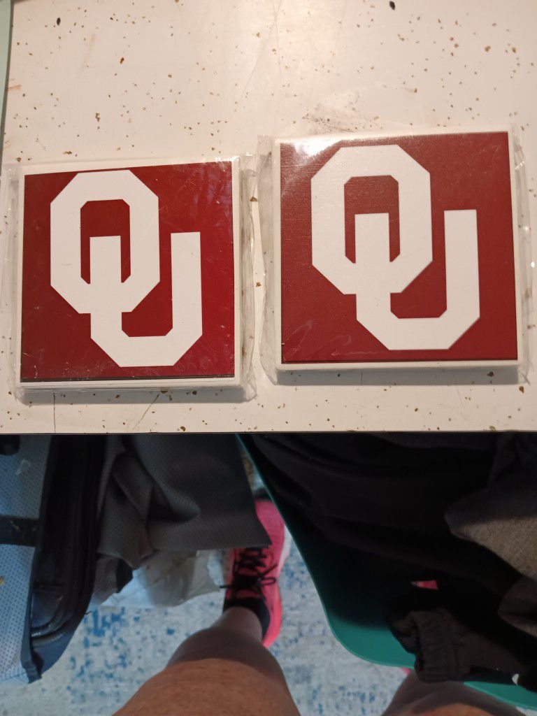 Set Of 2 Oklahoma University Sooners Coasters