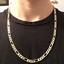 Gold Chain Figaro Necklace 24in 6mm