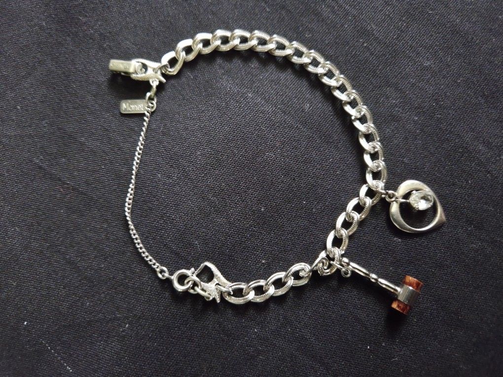 Vintage Monet Charm Bracelet With 2 Sterling Silver Charms