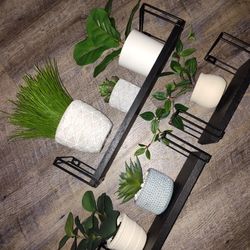 Faux Plants And Wall Floating Shelves 