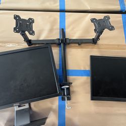 Dual Monitor Stand Mount + 21.5 In Monitors