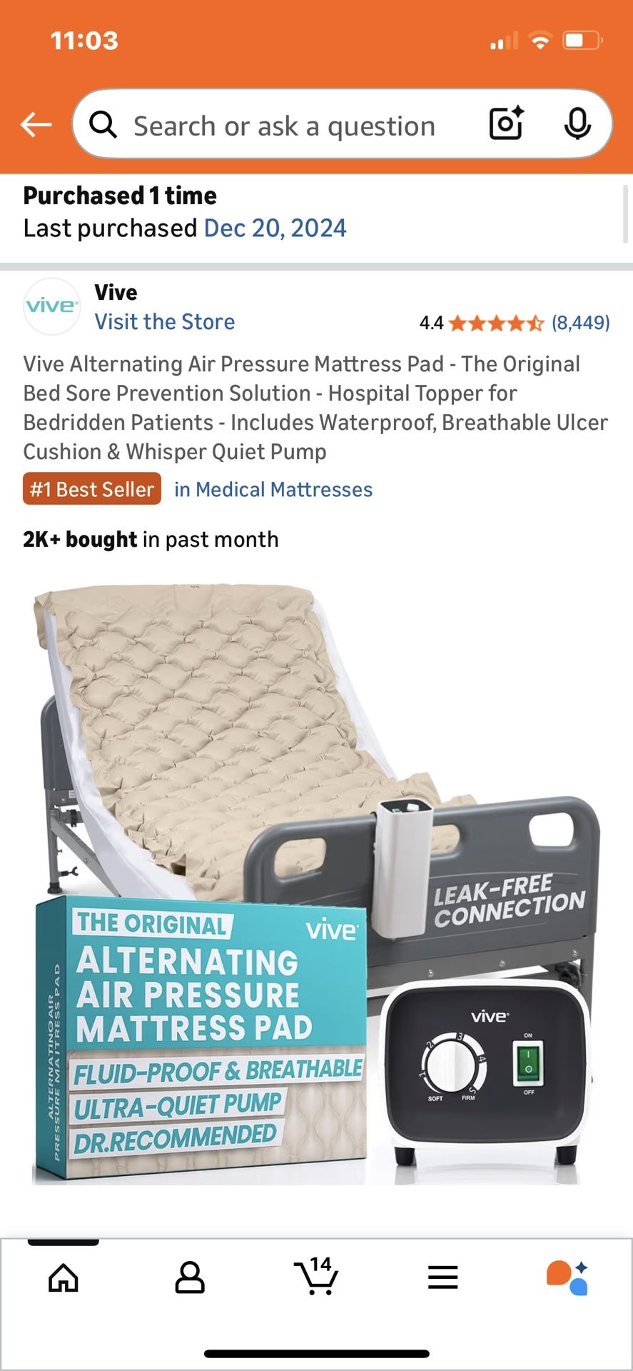Vive Alternating Air Pressure Mattress Pad - The Original Bed Sore Prevention Solution - Hospital Topper for Bedridden Patients - Includes Waterproof,