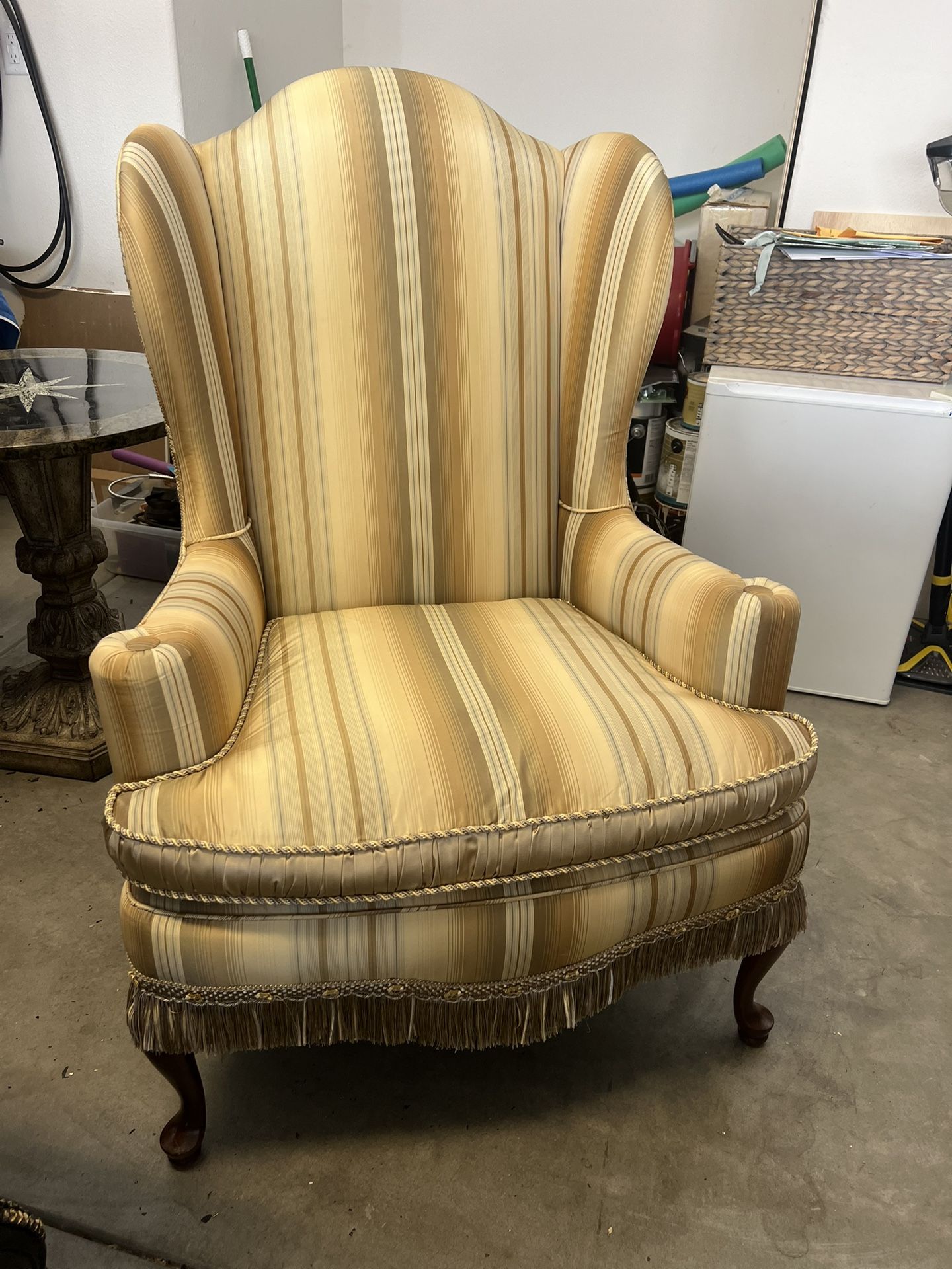 Custom Silk And Mohair Wingback Chair 