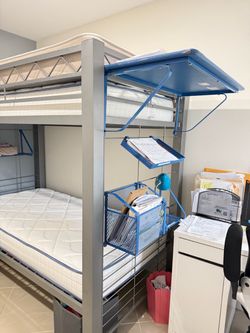 Metal Bunk Bed with Built-In Desk