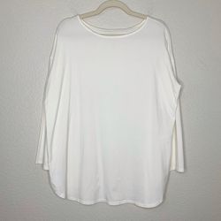 J. Jill Luxe Supima 3/4 Sleeves Ivory Stretch Tunic Pull Over Top