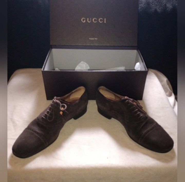 IOB Gucci Bamboo Accent Suede Brogues Men's Size: 9