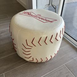 Leather Budweiser Baseball Ottoman 