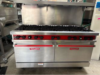 60” Gas Range 10 Burner Vulcan on Double full size conventional gas ovens on wheels commercial Restaurant Equipment NSF if you see it that means we go