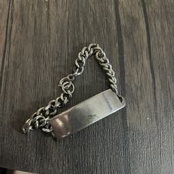 Men’s ID Bracelet Heavy Stainless Steel Vintage 8/8.5”