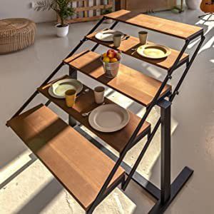 Hasegawa Ladders Spinwood Cabinet (Shelf and Table), Walnut Wood, SPN-TA
