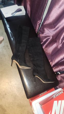 Black knee high suede boots