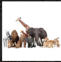 14 Pc Safari Zoo Animals Figures, Realistic , Plastic 