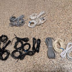 More than 50 telephone cables, connectors, adapters. Ideal for office.