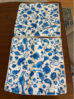 Set of 2 Blue and White Pillow Covers