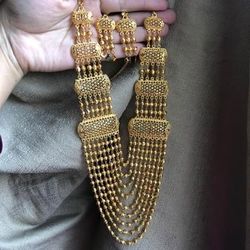 22k Gold Plated Mala Set Jewelry Pakistani Bollywood Indian Jewelry 
