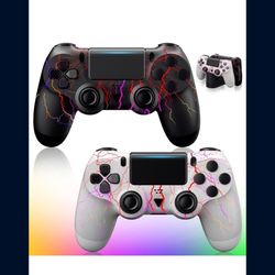 2 Pack Wireless Controller for PS4/Pro/Slim,Wireless Remote Controller with 1000mAh Battery,Double Shock,6-axis Motion Sensor and Audio,Compa