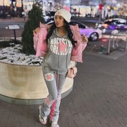 Hoodie Pink N  White Women New Size M