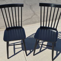Windsor Dining Chairs Set of 2 Armless Spindle Back Solid Wood Black