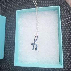 "H" Tiffany necklace with box 