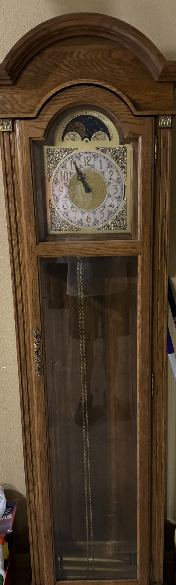 1970s Era, Solid Oak Grandfather Clock