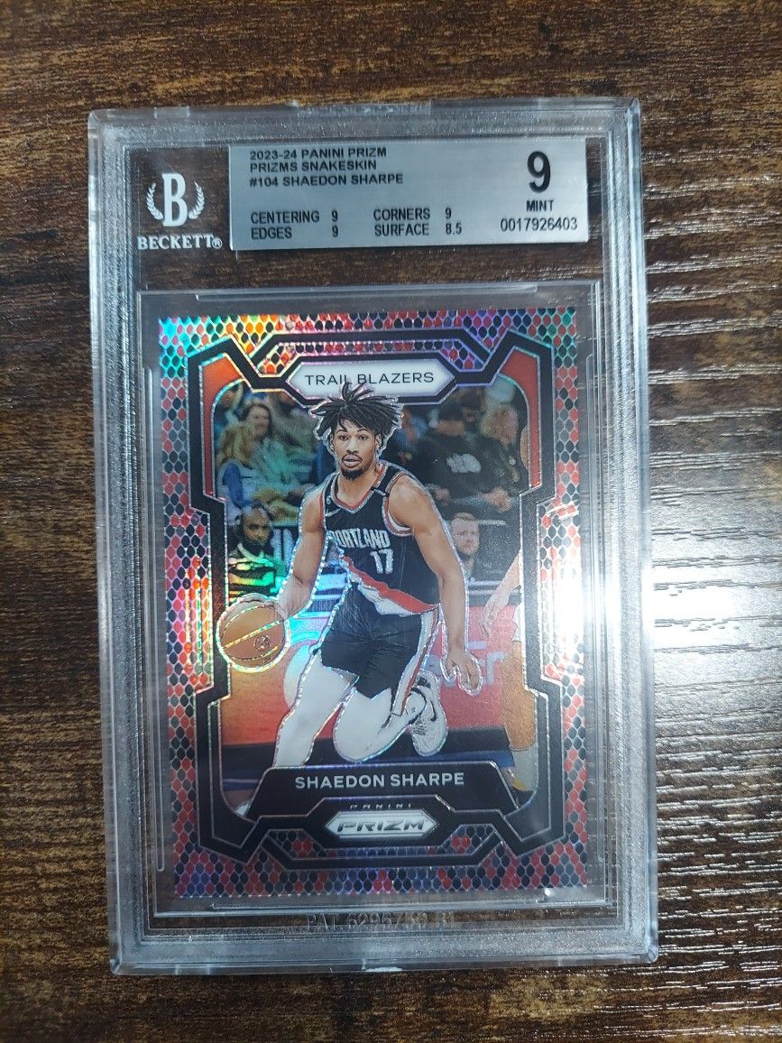 2023-24 PRIZM Shaedon Sharpe Snakeskin BGS 9
