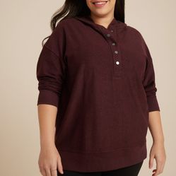 Plus Size Corded Ribbed Hoodie 4x From Maurice's Quarter Button Henley Style NWOT 