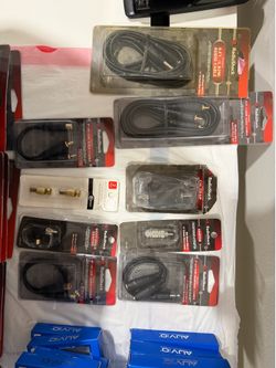 Large Lot of 60+ New RadioShack & Auvio Audio Cables, Adapters and Accessories