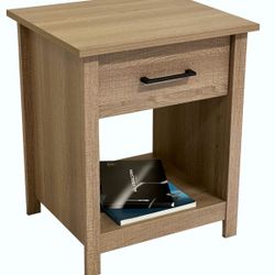 New in box. Nightstand with a drawer and open shelf. Summer oak color. Also available in espresso, white. Open Storage Nightstand, Brown Nightstands