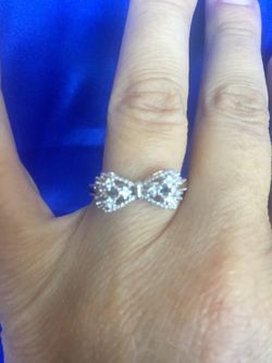 Sterling Silver plated bow tie ring NEW!