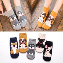 5 Pairs Socks For Dog Lovers, One Size Adult Ankle Socks 