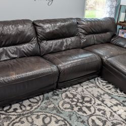 Dark Brown Leather Couch 