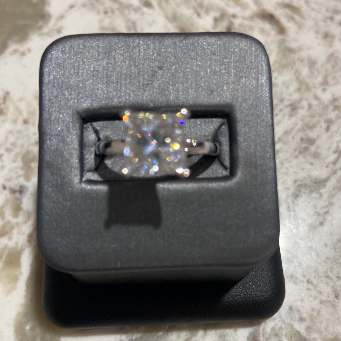 14 K White Gold Hidden Halo Diamond  Ring 