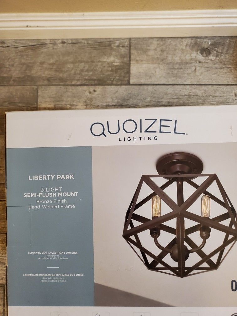 Quoizel Liberty Park 13.125-in Gold Casual/Transitional Semi-flush Mount Light Quoizel Liberty Park 13.125-in Gold Casual/Transitional Semi-flush Mount Light