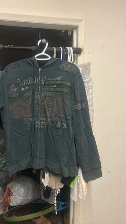 Dark Teal Graphic Zip-Up Hoodie (Vintage)