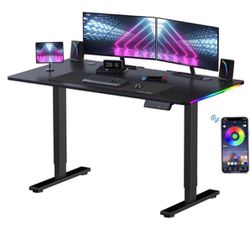 GTRACING Electric Adjustable Height Standing Gaming Desk with RGB Light and Mouse Pad, Black