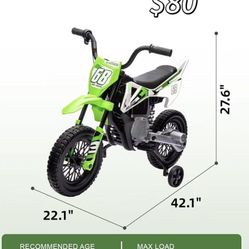 😀 12V Electric Kids Motorcycle, Ride on Motorcycle with Twist Grip Throttle, Treaded Tires, Training Wheels, Music, 3.1mph Top Speed, Ages 3-6 Years 