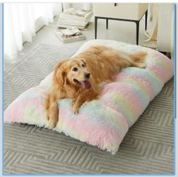 Dog Beds for Large Dogs, Plush Dog Crate Bed Fluffy Cozy Kennel Pad for Sleeping &Ease Anxiety, Washable Pet Mats with Anti-Slip Bottom for Large Dogs