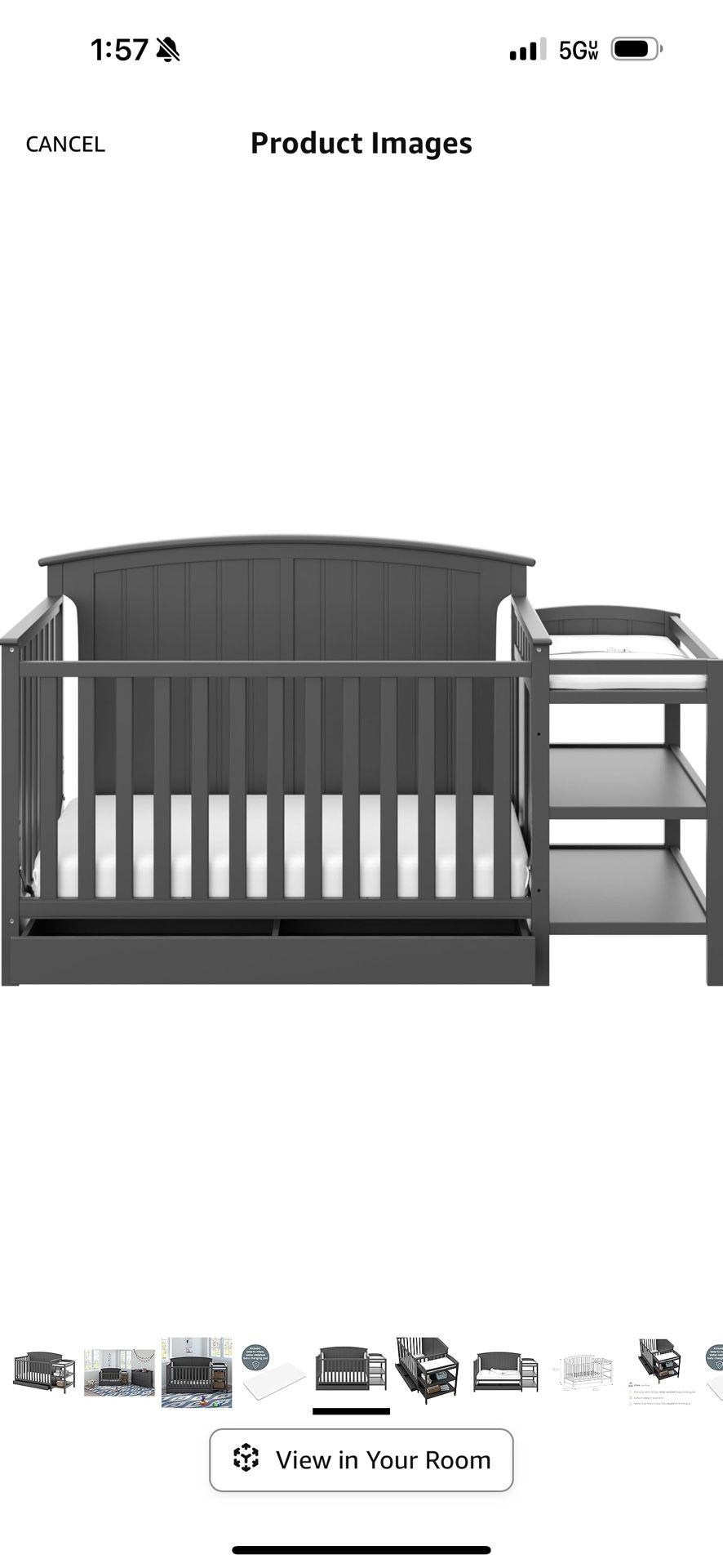 Baby Crib with Changing table and storage 